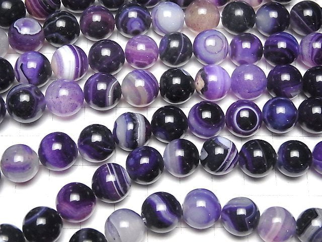 [Video] Purple Stripe Agate Round 12mm 1strand beads (aprx.15inch / 36cm)