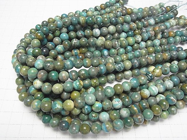 [Video] Peruvian Blue Opal AA++ Round 8mm 1/4 or 1strand beads (aprx.15inch / 38cm)