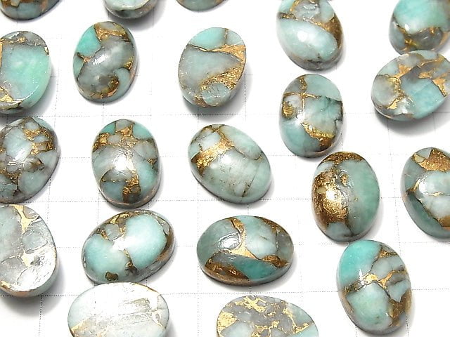 [Video]Copper Amazonite AAA Oval Cabochon 18x13mm 2pcs