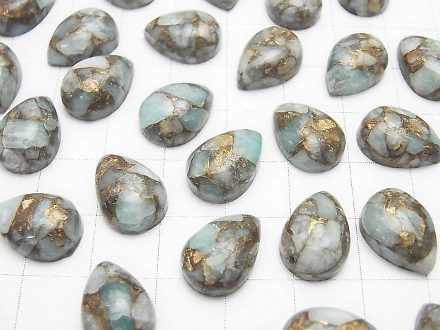 Copper Amazonite AAA Pear shape  Cabochon 14x10mm 3pcs