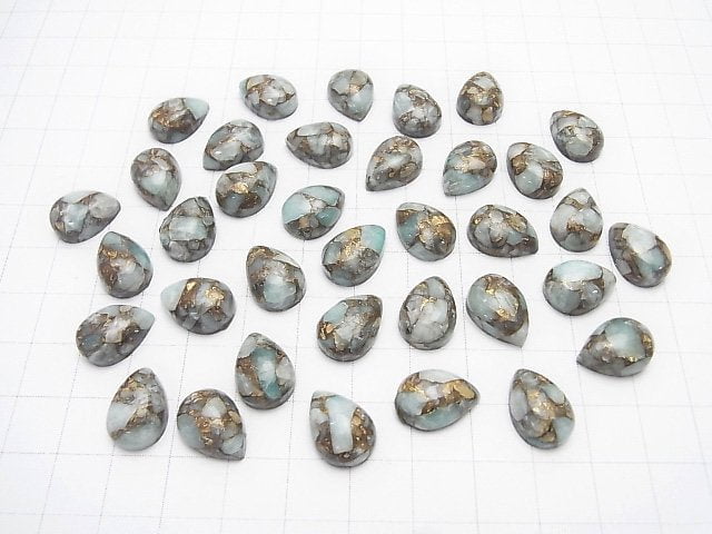 Copper Amazonite AAA Pear shape  Cabochon 14x10mm 3pcs