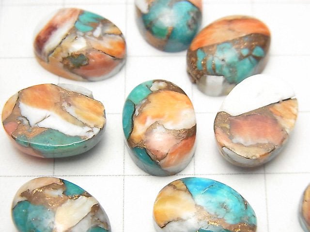 [Video] Oyster Copper Turquoise AAA Oval Cabochon 14x10mm 2pcs