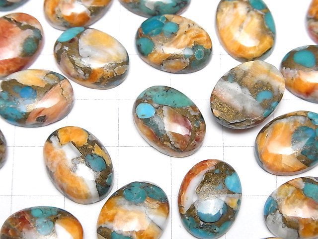 [Video] Oyster Copper Turquoise AAA Oval Cabochon 16x12mm 2pcs