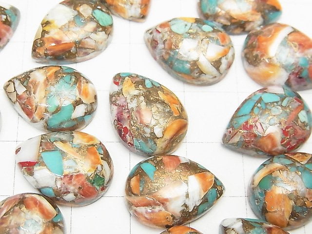 Oyster Copper Turquoise Pear shape Cabochon 18x13mm 3pcs