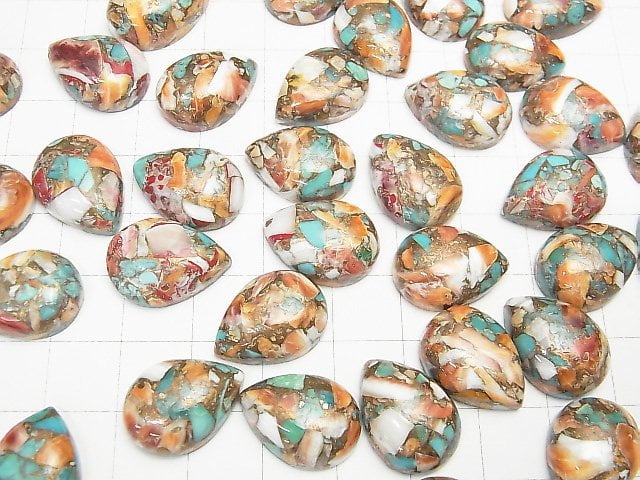 Oyster Copper Turquoise Pear shape Cabochon 18x13mm 3pcs