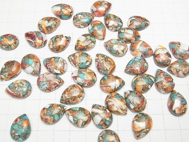 Oyster Copper Turquoise Pear shape Cabochon 18x13mm 3pcs