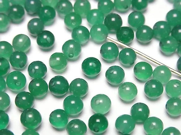 [Video] Green Onyx AAA Half Drilled Hole Round 4mm 10pcs