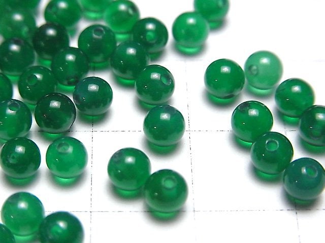 Green Onyx AAA Half Drilled Hole Round 4mm 10pcs $2.39!