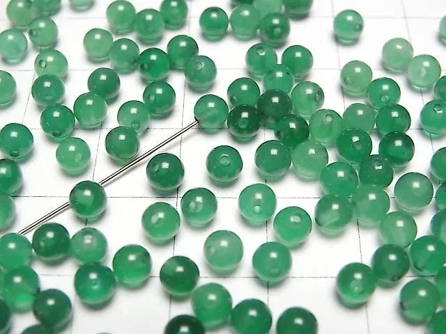 [Video] Green Onyx AAA Half Drilled Hole Round 4mm 10pcs