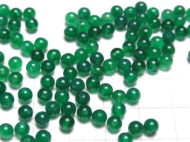 Green Onyx AAA Half Drilled Hole Round 4mm 10pcs $2.39!