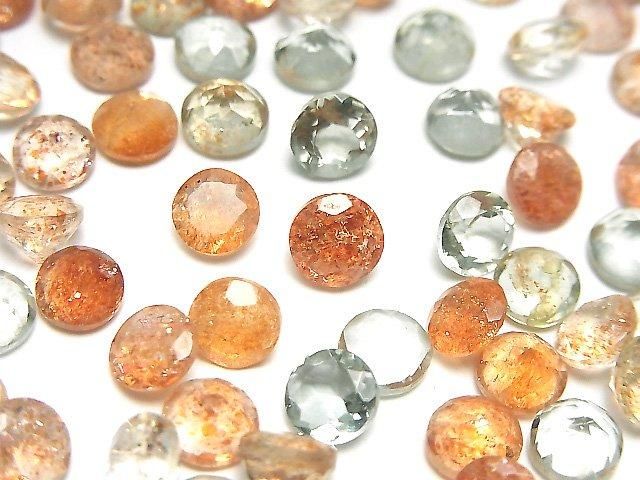 [Video]High Quality Multicolor Sunstone AAA Loose Stone Round Faceted 6x6mm 5pcs
