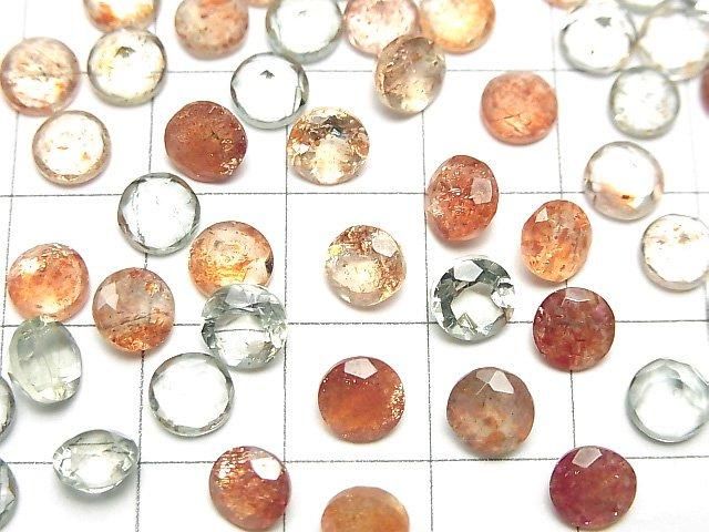[Video]High Quality Multicolor Sunstone AAA Loose Stone Round Faceted 6x6mm 5pcs
