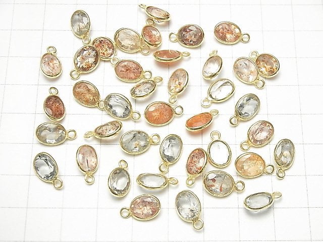 [Video] High Quality Multicolor Sunstone AAA Bezel Setting Oval Faceted 9x7mm [One Side] 18KGP 5pcs