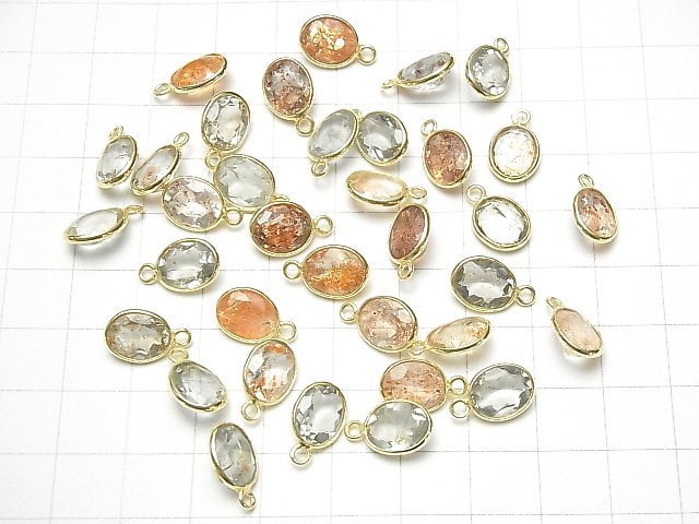 [Video] High Quality Multicolor Sunstone AAA Bezel Setting Oval Faceted 10x8mm 18KGP 5pcs