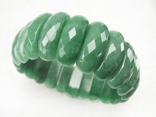 Green Aventurine 2 Holes Faceted Oval 25x9x8mm1strand (Bracelet)