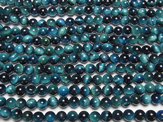 [Video] Blue Green Color Tiger's Eye AA++ Round 6mm 1strand beads (aprx.15inch / 37cm)