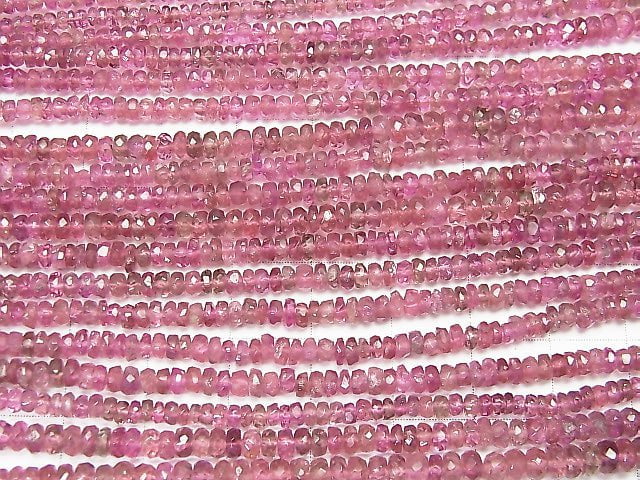 [Video]High Quality Pink Tourmaline AAA Faceted Button Roundel half or 1strand beads (aprx.15inch/38cm)