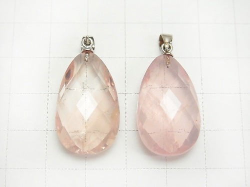 High Quality MadagascarRose Quartz AAA-Faceted Pear Shape 26x15x8mm Pendant 1pc