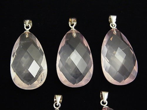 High Quality MadagascarRose Quartz AAA-Faceted Pear Shape 26x15x8mm Pendant 1pc