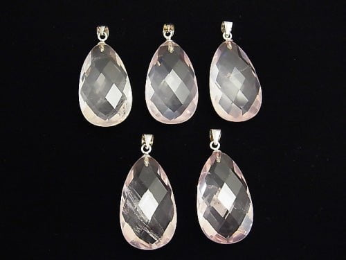 High Quality MadagascarRose Quartz AAA-Faceted Pear Shape 26x15x8mm Pendant 1pc