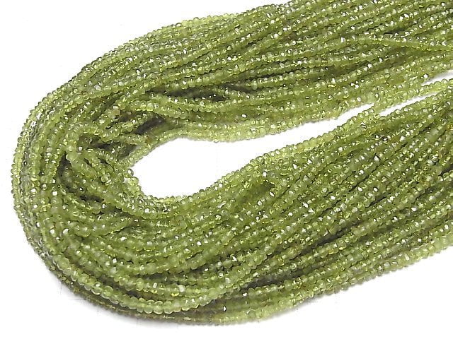 [Video] High Quality Idocrase Vesuvianite AAA Faceted Button Rondelle 1strand beads (aprx.13inch / 33cm)