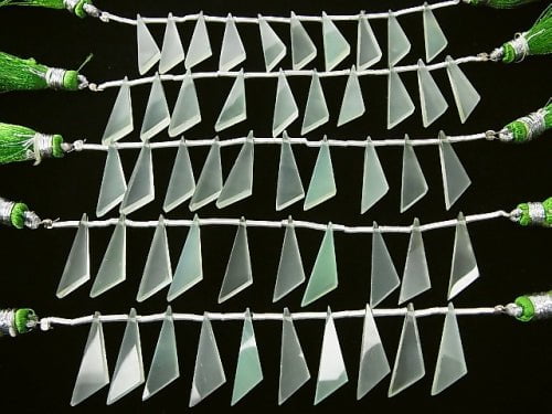 1strand $12.99! High Quality Light Green Chalcedony AAA Flat Triangle 20x6x3mm 1strand (10pcs)