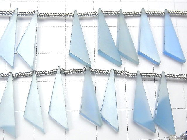 [Video] 1strand $12.99! High Quality Blue Chalcedony AAA Flat Triangle 20x6x3mm 1strand (10pcs)