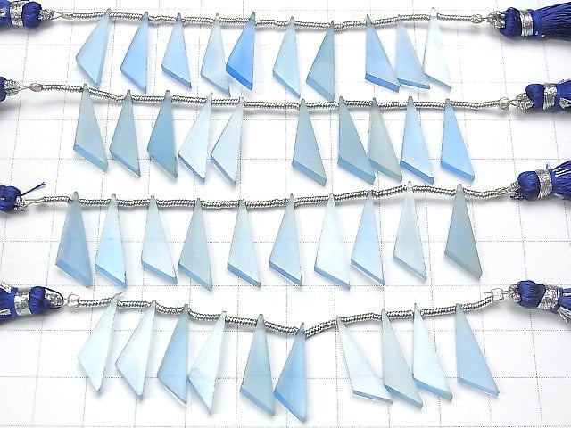 [Video] 1strand $12.99! High Quality Blue Chalcedony AAA Flat Triangle 20x6x3mm 1strand (10pcs)