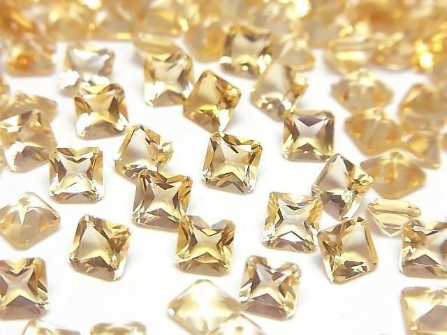 Hochwertiger Citrin AAA lose Steine quadratisch facettiert 5x5mm 5 Stück