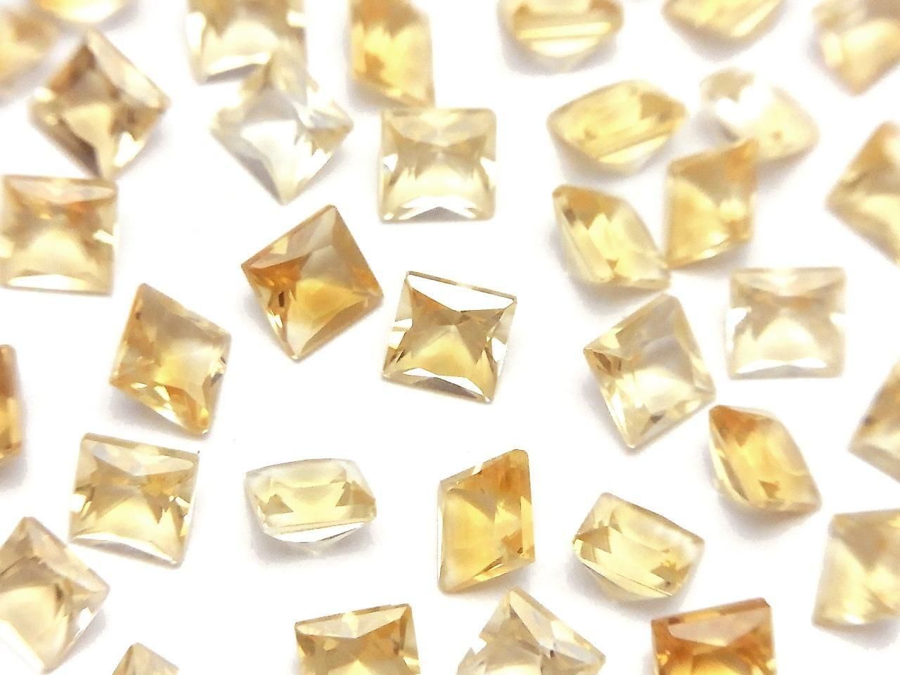 頂級黃水晶 AAA 裸石 方形刻面 5x5mm 5顆