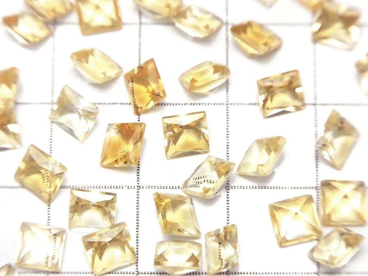 頂級黃水晶 AAA 裸石 方形刻面 5x5mm 5顆