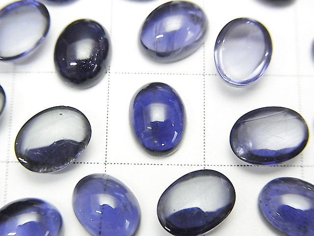 [Video]High Quality Iolite AAA Oval Cabochon 8x6mm 3pcs