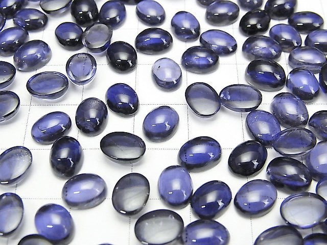 [Video]High Quality Iolite AAA Oval Cabochon 8x6mm 3pcs