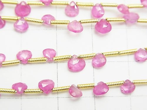 [Video] Burman High Quality Pink Sapphire AAAA Chestnut Faceted Briolette 1strand beads (aprx.7inch / 18cm)