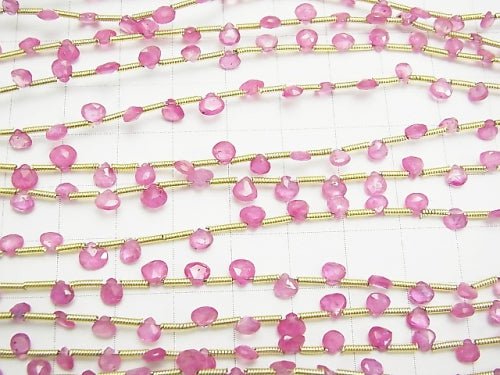 [Video] Burman High Quality Pink Sapphire AAAA Chestnut Faceted Briolette 1strand beads (aprx.7inch / 18cm)