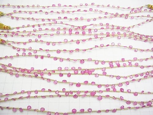 [Video] Burman High Quality Pink Sapphire AAAA Chestnut Faceted Briolette 1strand beads (aprx.7inch / 18cm)