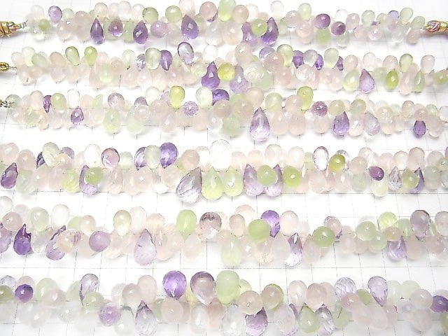 [Video] High Quality Mixed Stone AAA- Drop  Faceted Briolette  half or 1strand beads (aprx.7inch/18cm)