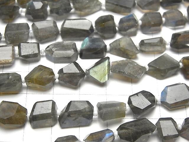[Video]Labradorite AA++ Faceted Nugget half or 1strand beads (aprx.13inch/33cm)