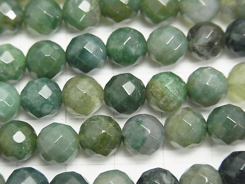 1strand $7.79! Moss Agate  64Faceted Round 8mm 1strand beads (aprx.15inch/37cm)