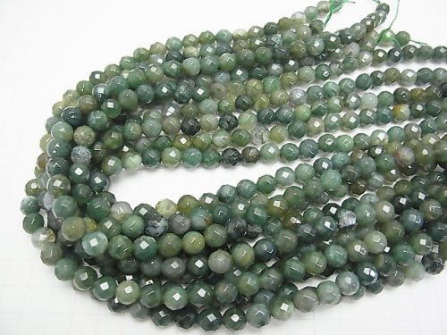 1strand $7.79! Moss Agate  64Faceted Round 8mm 1strand beads (aprx.15inch/37cm)