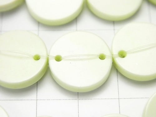 Lemon Chrysoprase AAA-2 Holes Flat Coin 15x15x3mm half or 1strand beads (aprx.15inch / 36cm)