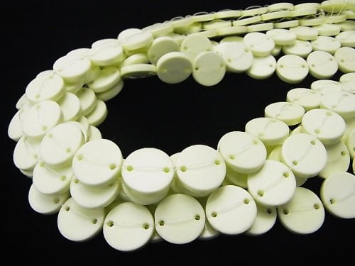 Lemon Chrysoprase AAA-2 Holes Flat Coin 15x15x3mm half or 1strand beads (aprx.15inch / 36cm)