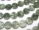 Seraphinite AAA 2 Holes Flat Coin [15mm] [20mm] half or 1strand beads (aprx. 15inch / 36cm)