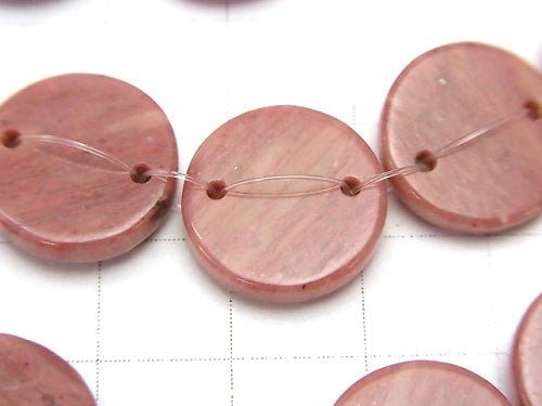 Siliceous Schist AAA 2 Holes Flat Coin [15mm] [20mm] half or 1strand beads (aprx. 15inch / 36cm)