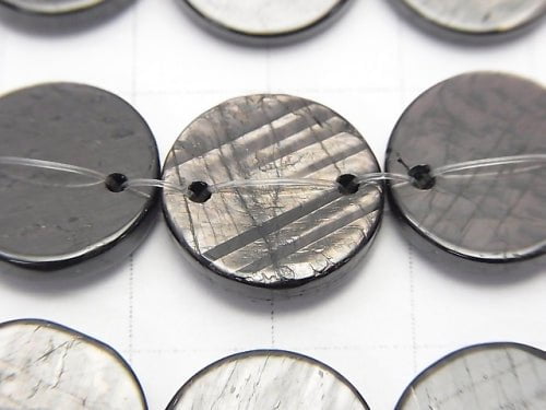 Hypersthene 2 holes Flat Coin [15mm] [20mm] half or 1strand beads (aprx. 15inch / 36cm)