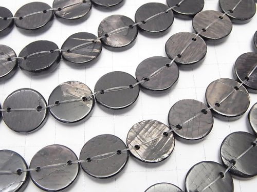 Hypersthene 2 holes Flat Coin [15mm] [20mm] half or 1strand beads (aprx. 15inch / 36cm)