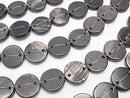 Hypersthene 2 holes Flat Coin [15mm] [20mm] half or 1strand beads (aprx. 15inch / 36cm)