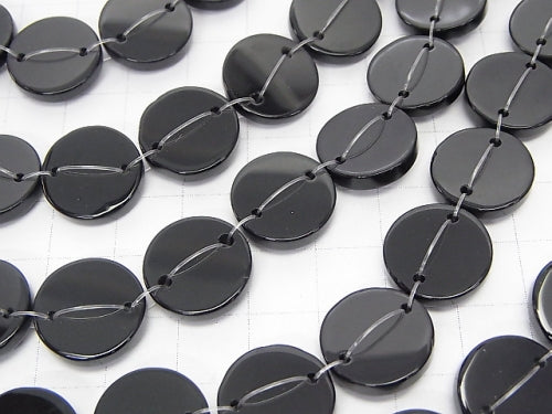 Onyx AAA 2 holes Flat Coin [15mm] [20mm] half or 1strand beads (aprx. 15inch / 36cm)