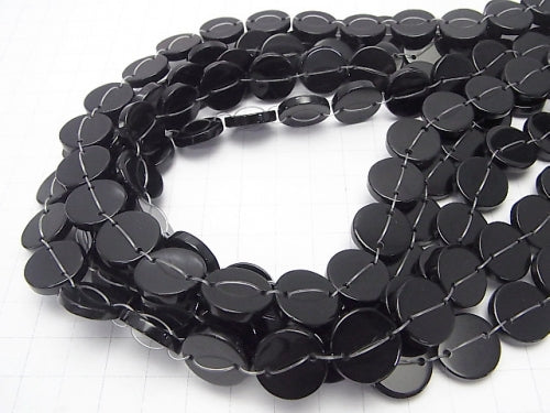 Onyx AAA 2 holes Flat Coin [15mm] [20mm] half or 1strand beads (aprx. 15inch / 36cm)