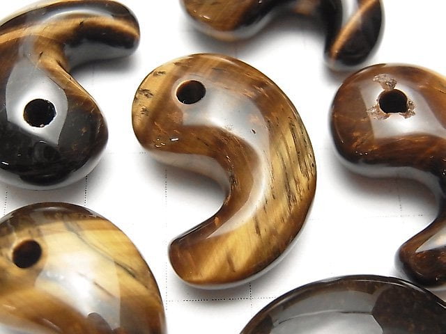 [Video]Yellow Tiger's Eye AAA- Comma Shaped Bead 30x20mm 3pcs